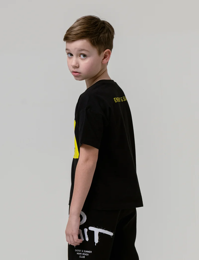 T-shirt vestibilità ampia da bambino - Nero