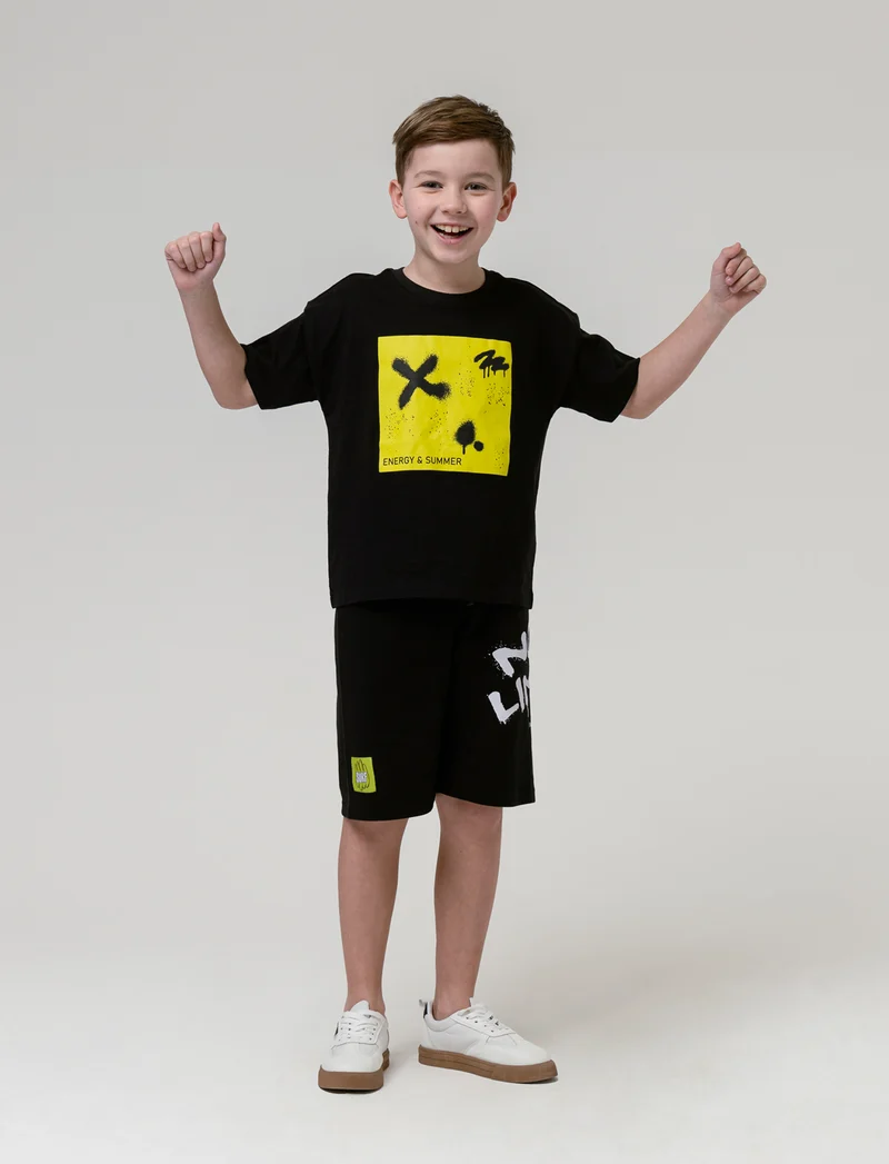 T-shirt vestibilità ampia da bambino - Nero