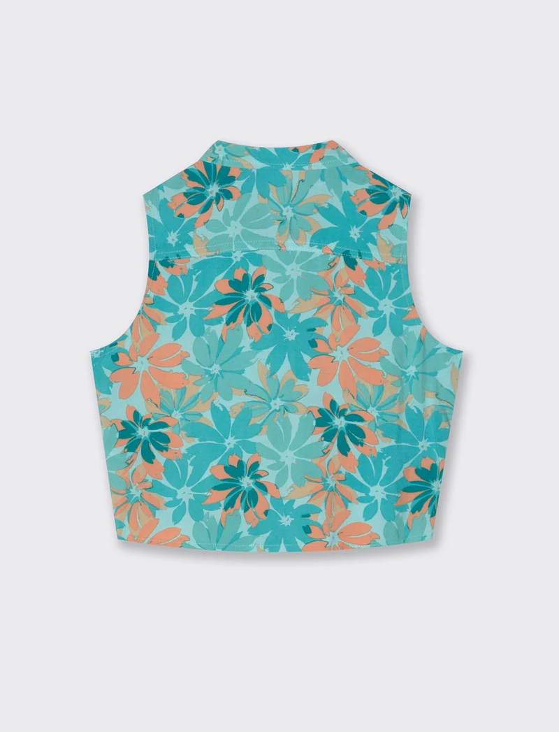 Camicia manica corta con fiocco da bambina - Verde