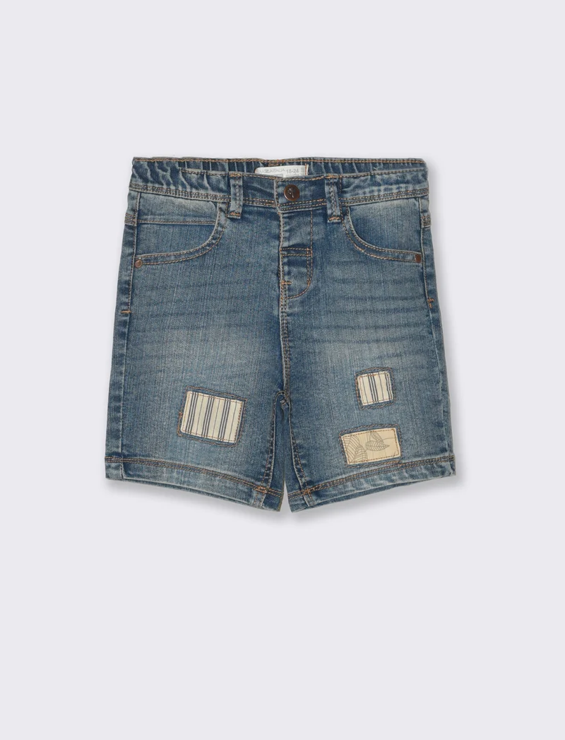 Bermuda a righe da neonato - Denim