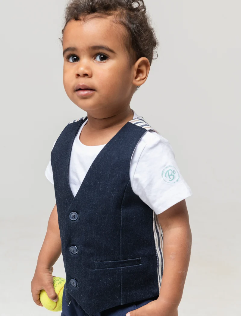 Gilet con retro a contrasto da neonato - Blu