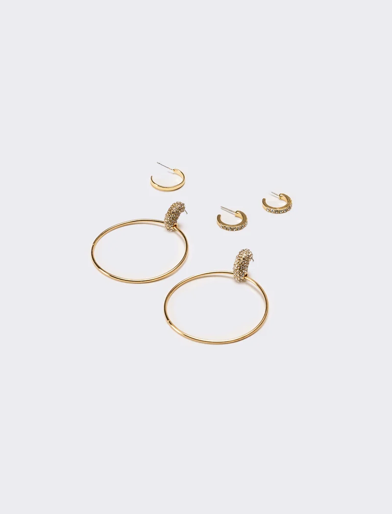 Orecchini donna card 3 paia cerchi - Oro