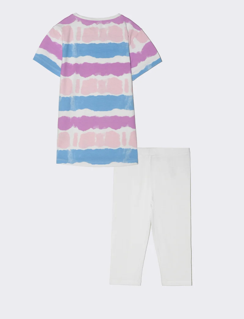 Completo con t-shirt e leggings da bambina - Bianco