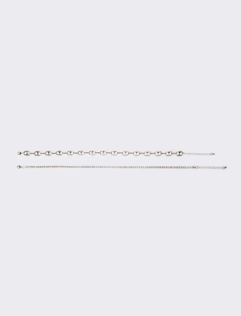 Collana donna strass e catena - Argento