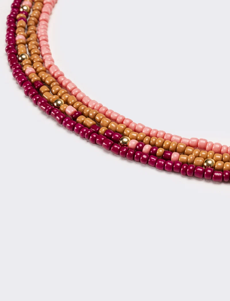 Collana donna 4 fili di conteria - Bordeaux