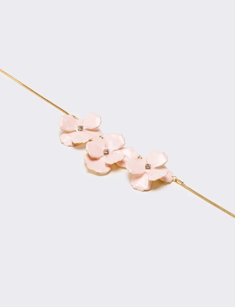 Collana donna con fiori smaltati - Rosa