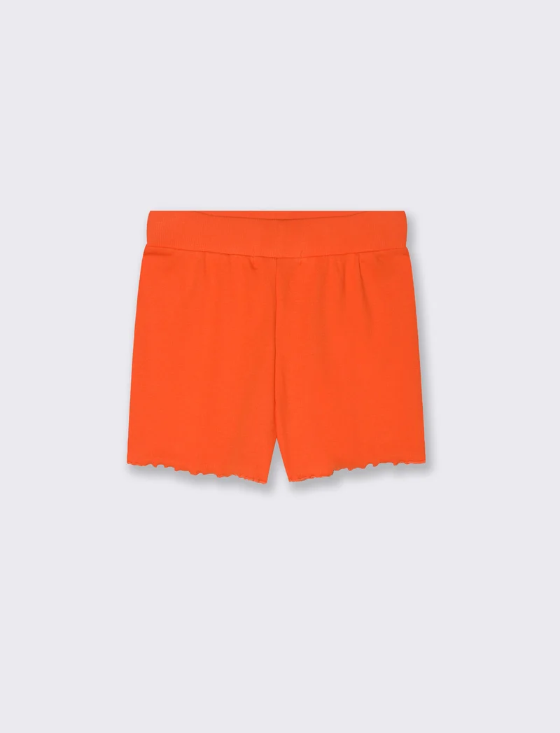 Short in rib con orlo ondulato da bambina - Aragosta