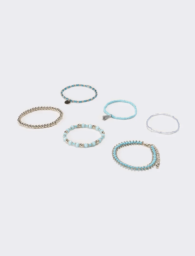 Bracciali donna 6 pezzi card con conteria - Turchese