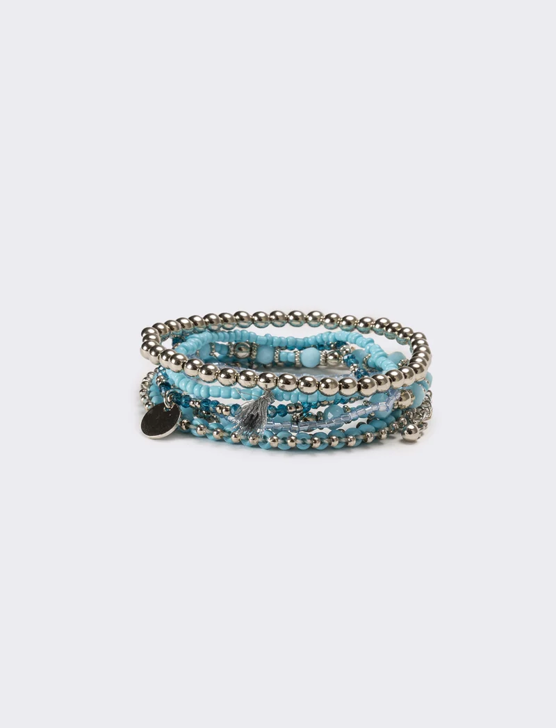 Bracciali donna 6 pezzi card con conteria - Turchese