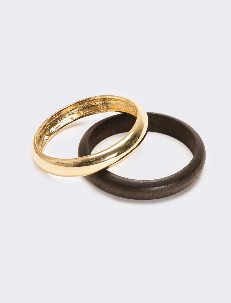 Bracciale donna metallo e legno - Oro
