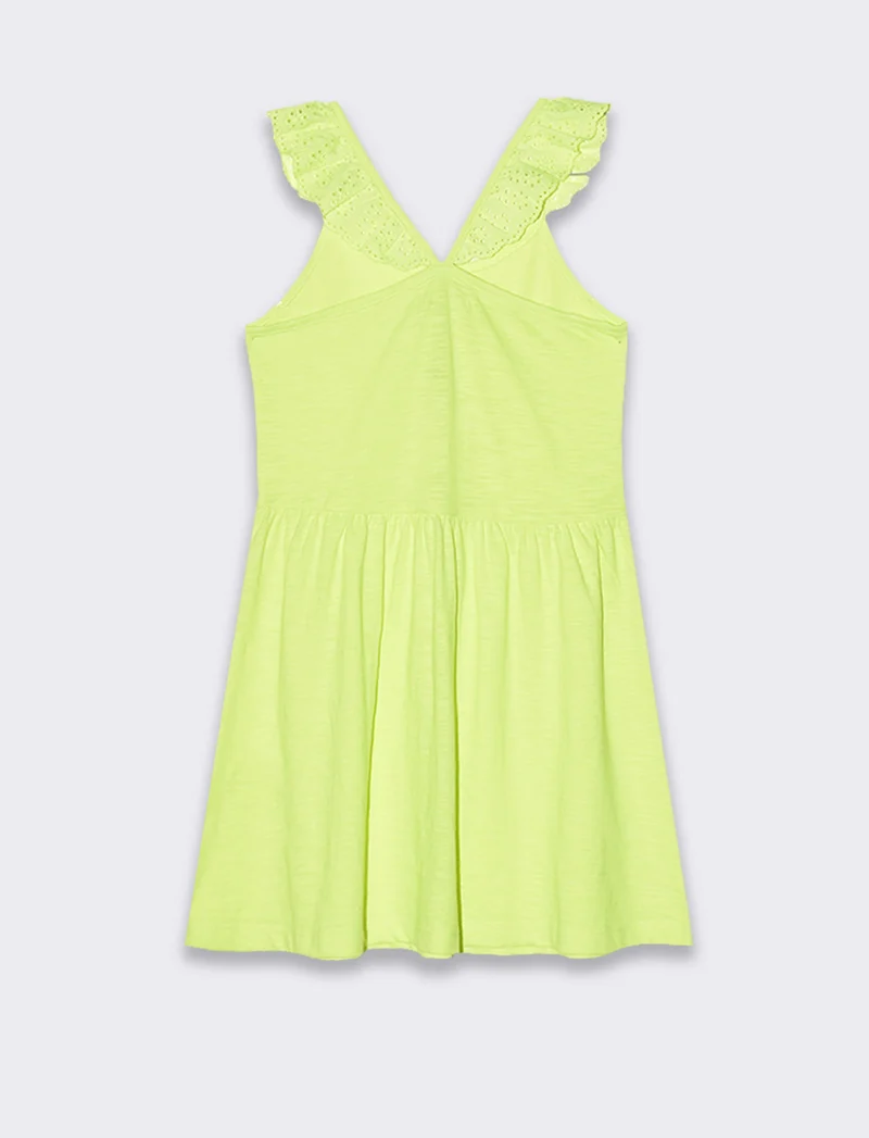 Vestito fluo con dettagli in pizzo da bambina - Giallo