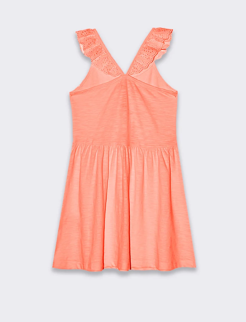 Vestito fluo con dettagli in pizzo da bambina - Arancio