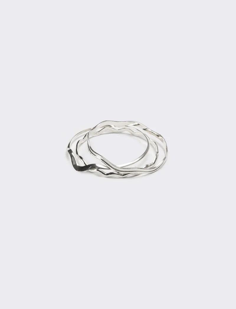 Bracciale donna 3 pezzi ondulati - Argento