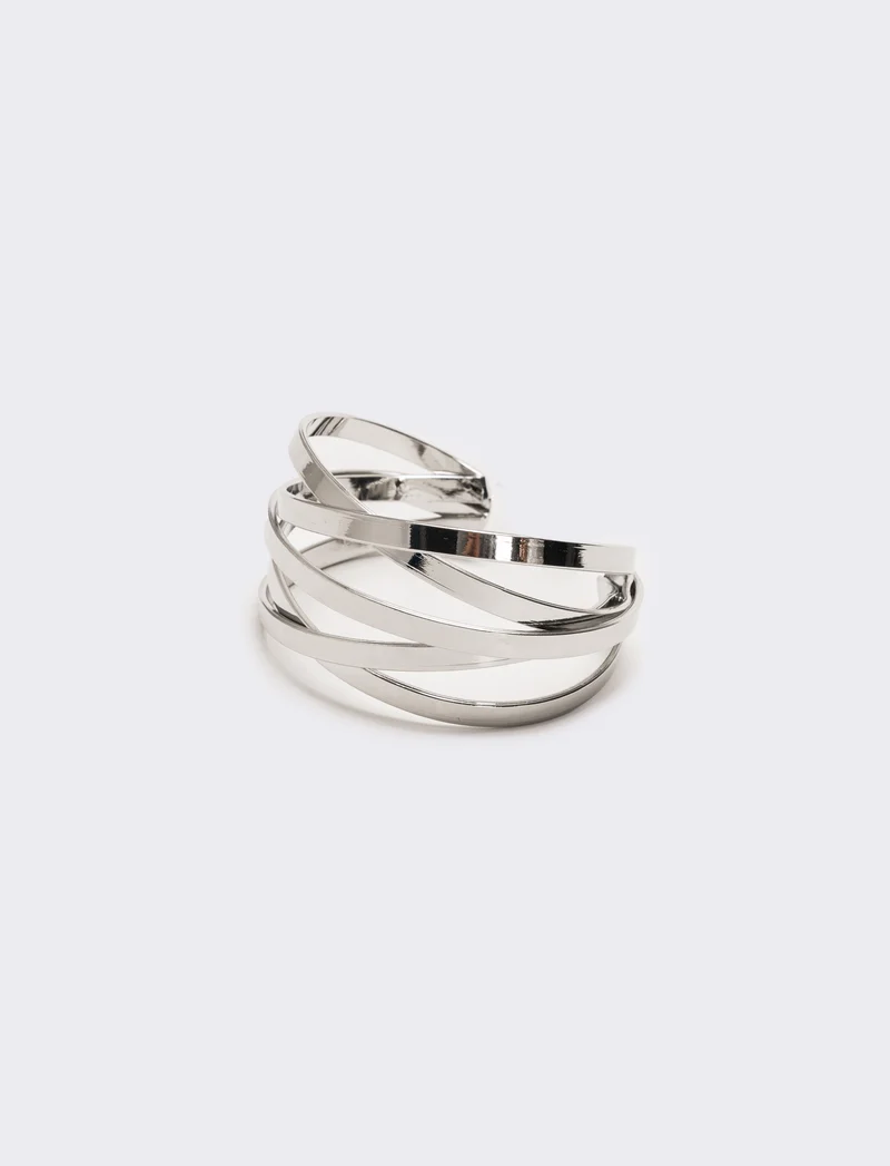 Bracciale donna 5 fili rigido aperto - Argento