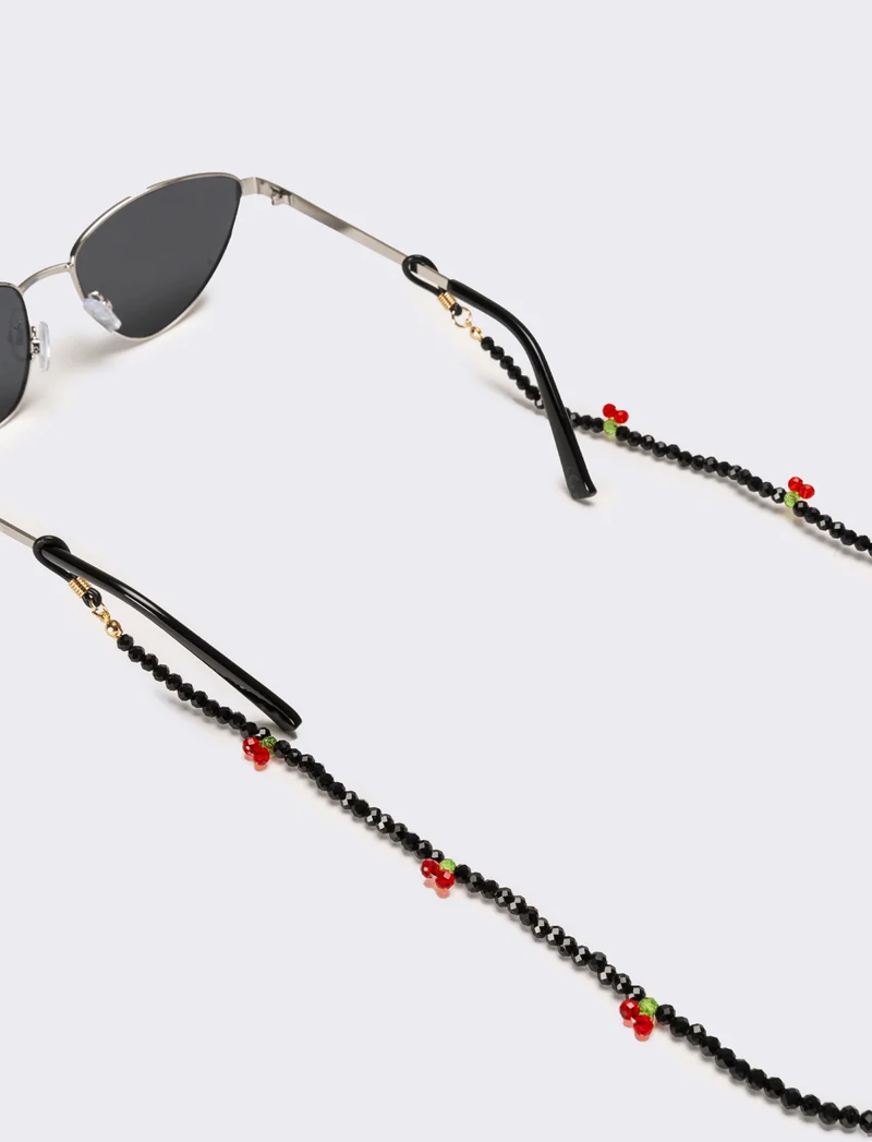 Collana portaocchiali con ciliegie - Nero