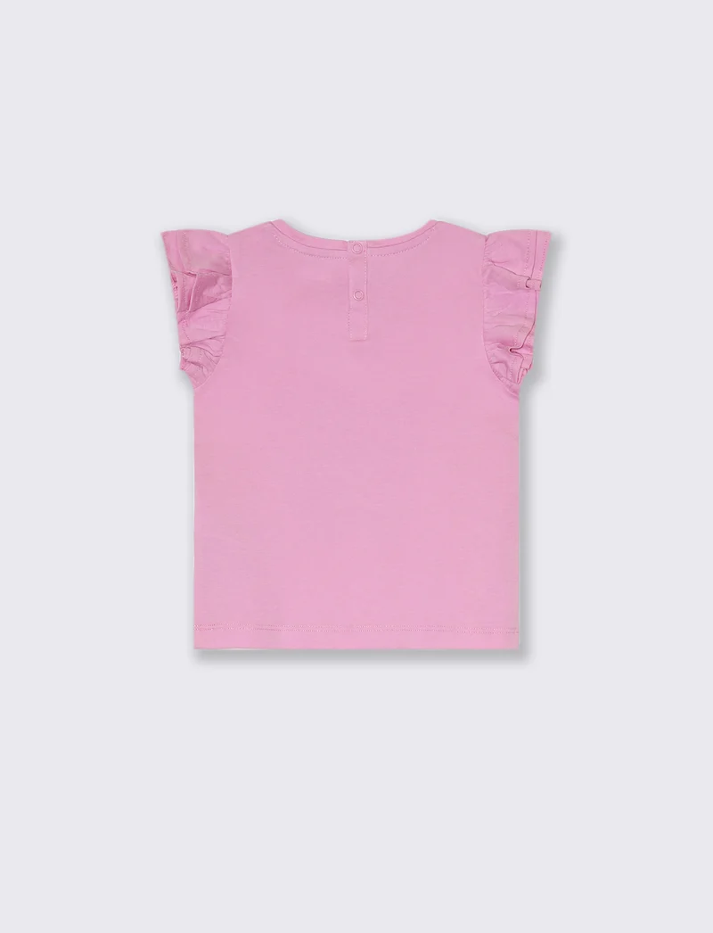 T-shirt con rouches. da neonata - Rosa