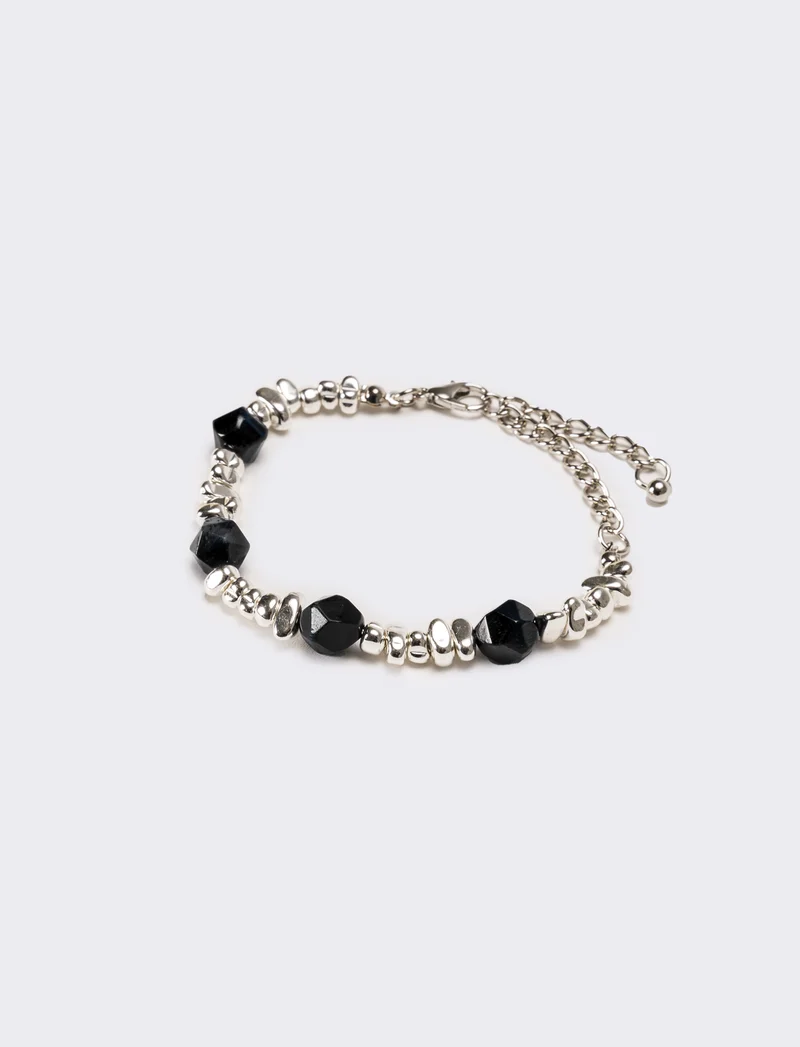 Bracciale uomo con pietra - Nero