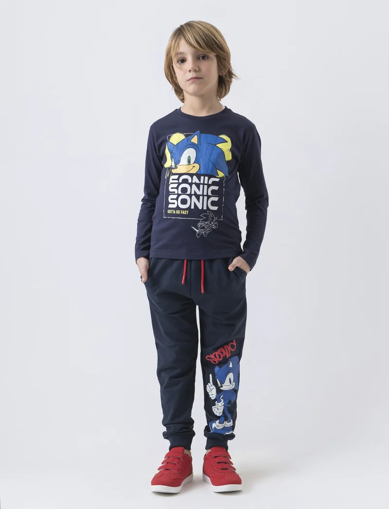 Jogger in felpa sonic da bambino - Blu