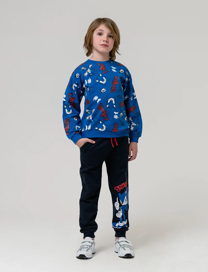 Felpa stampata sonic da bambino - Blu