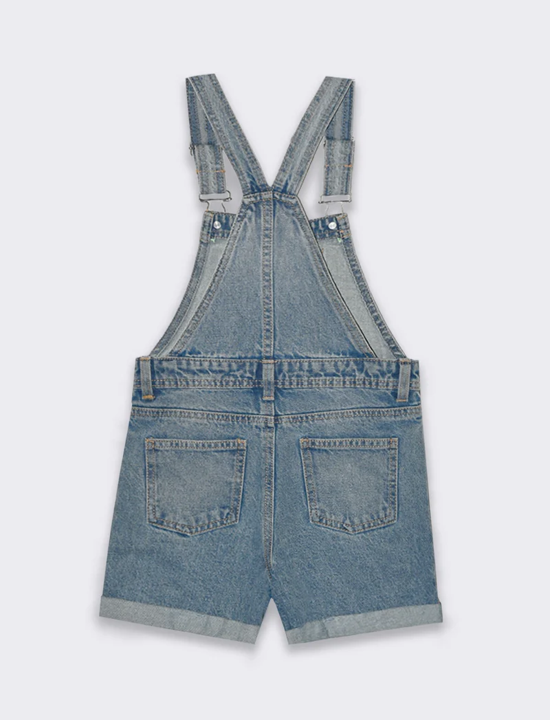 Salopette in denim con ricami da bambina - Denim