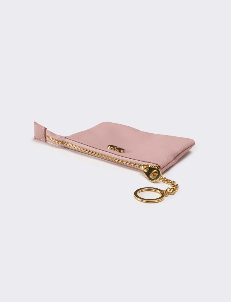 Portafogli donna con zip e portachiavi - Rosa