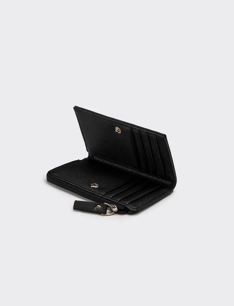 Portafogli uomo con zip portacarte - Nero