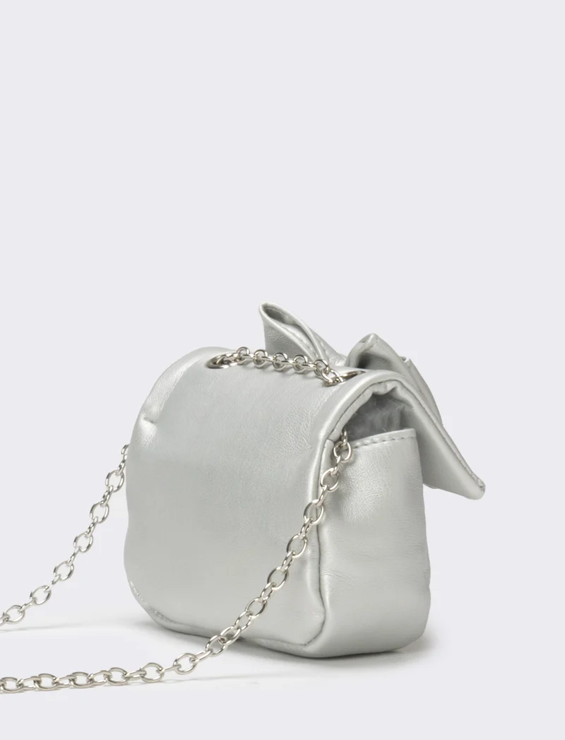 Borsa bambina tracolla con fiocco - Argento