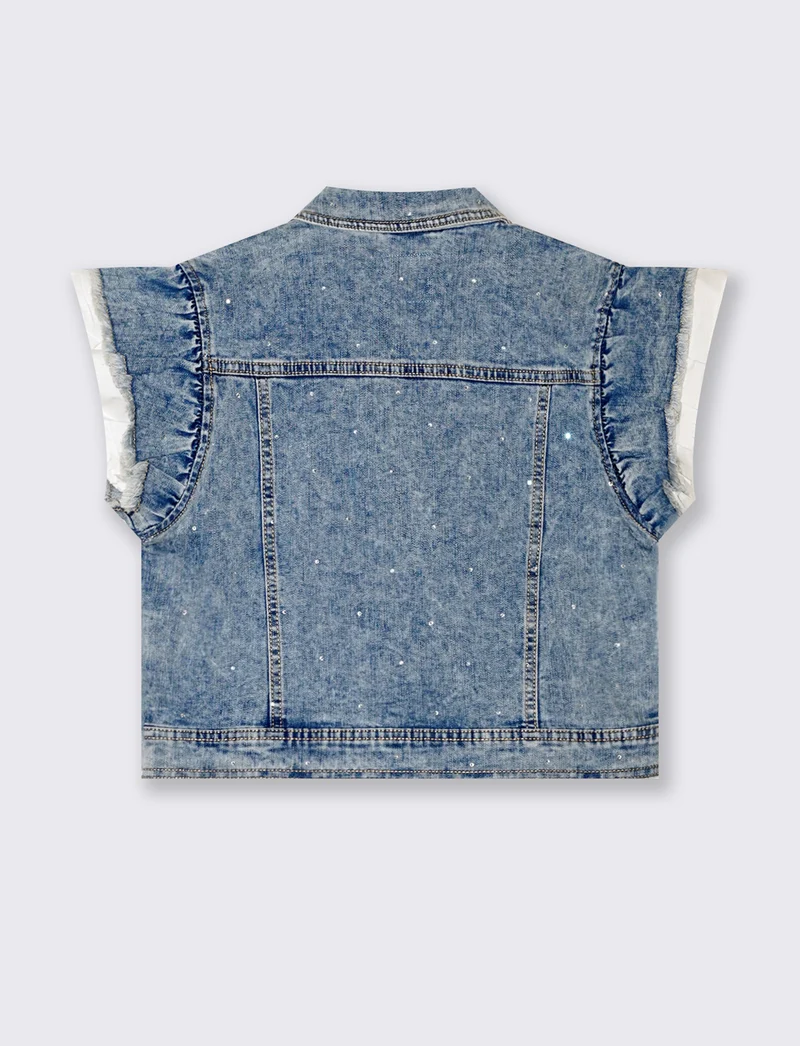 Giubbotto denim strass da bambina - Denim