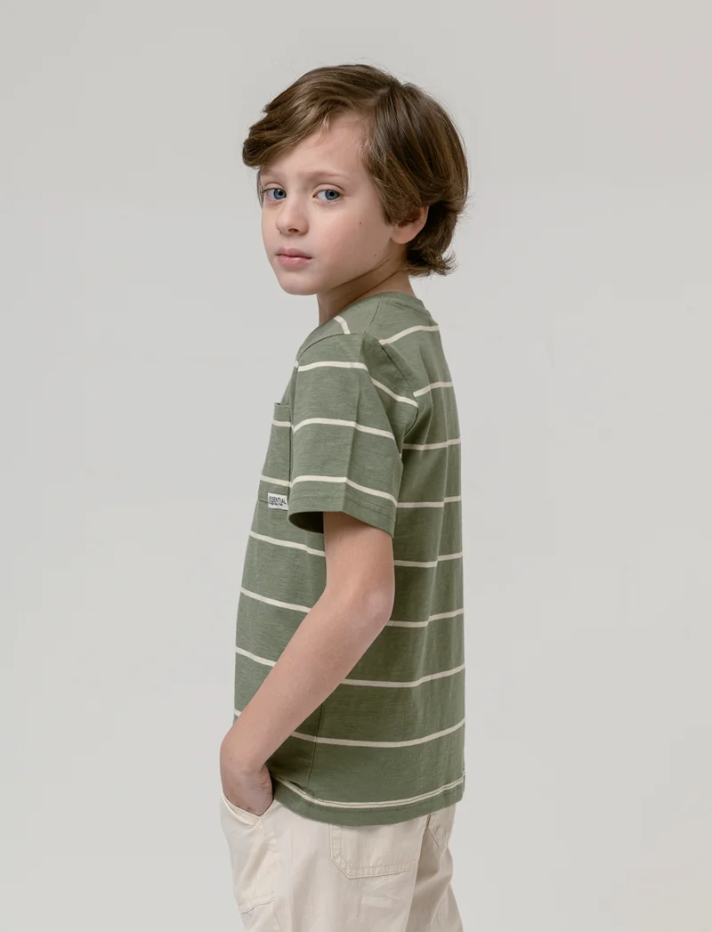 T-shirt rigato verde da bambino - Verde
