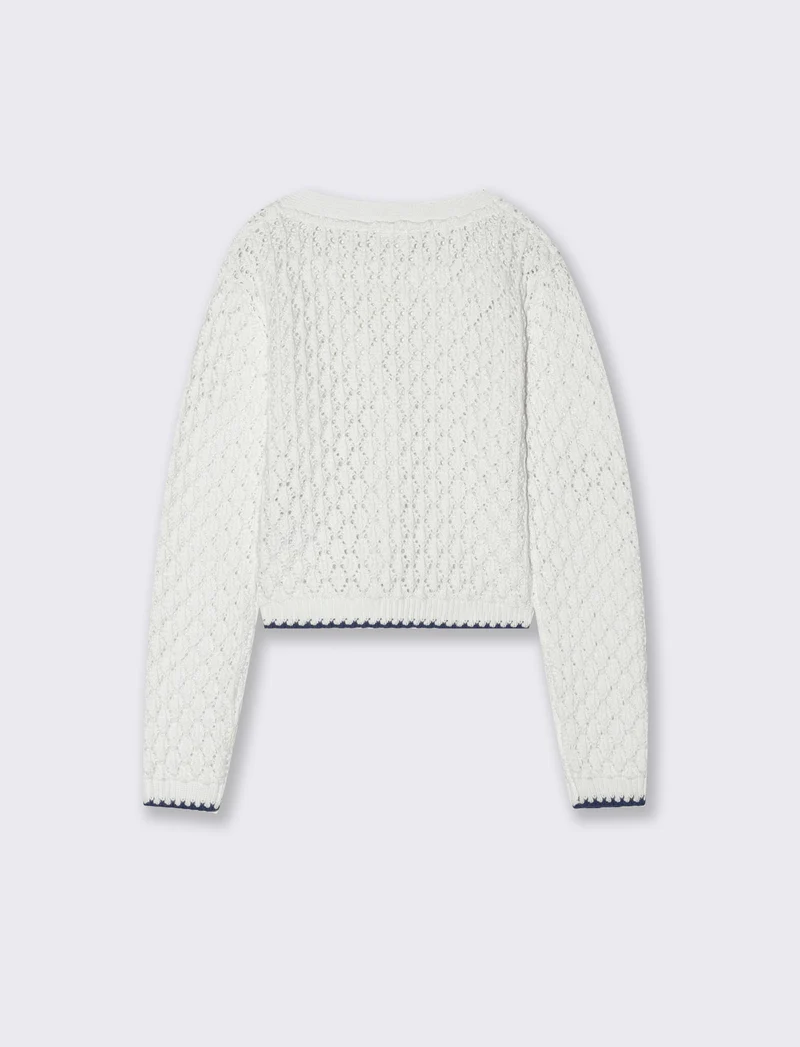 Cardigan in filo di cotone da bambina - Bianco