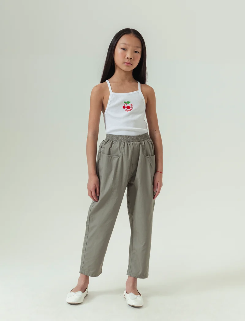 Pantaloni in cotone modello paperbag. da bambina - Verde kaki