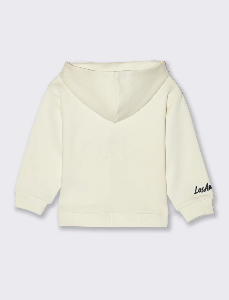 Felpa con cappuccio e bottoni da neonato - Bianco latte