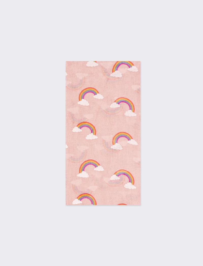Foulard bambina stampa arcobaleno 50 x 180 cm - Rosa