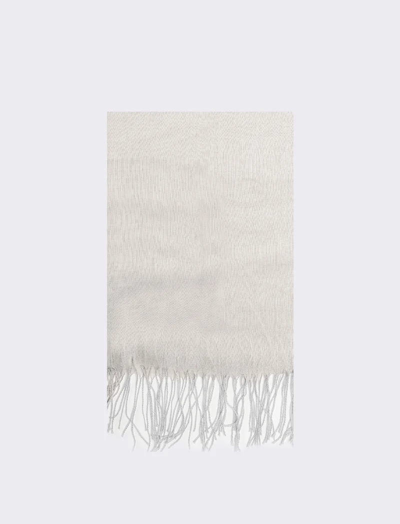 Foulard con frange unito 70 x 170 cm - Bianco