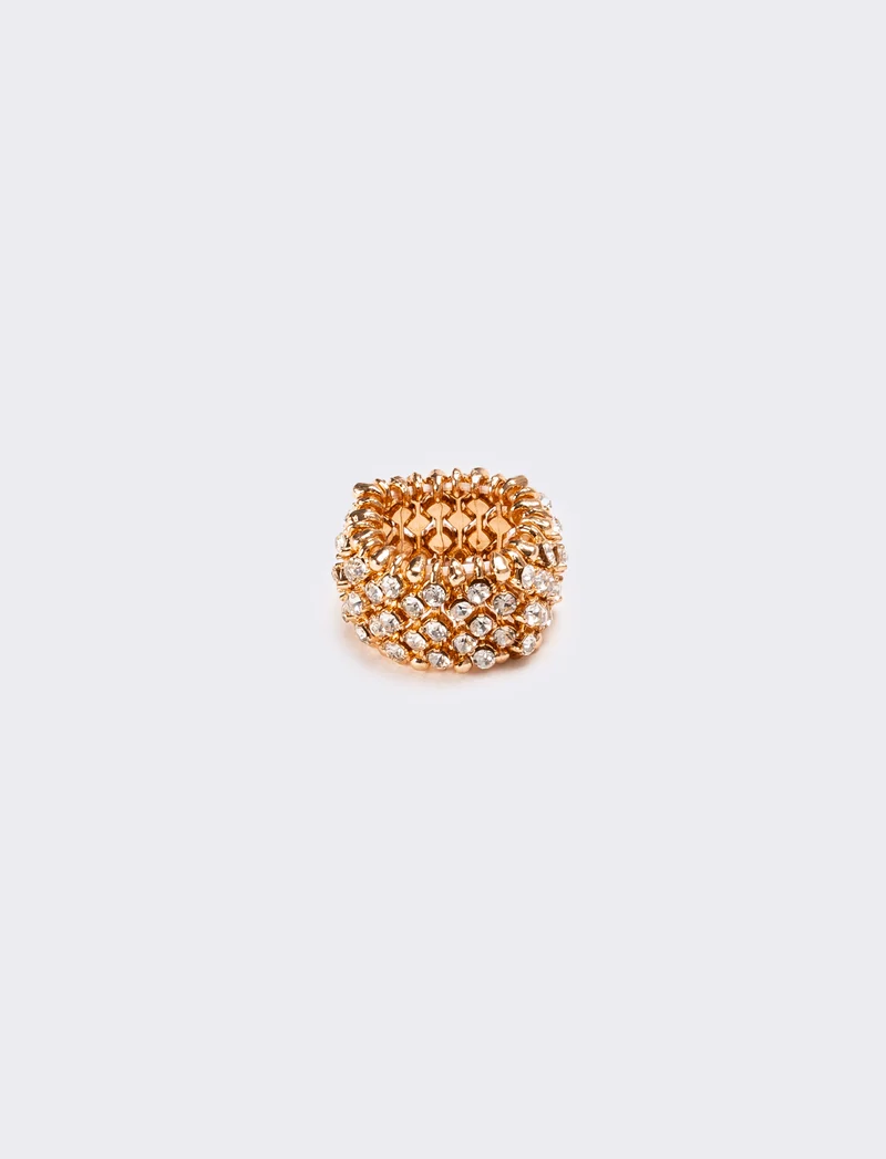 Anello con elastico e strass - Rosa