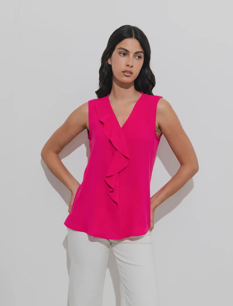 Top con rouches sul davanti - Fuxia