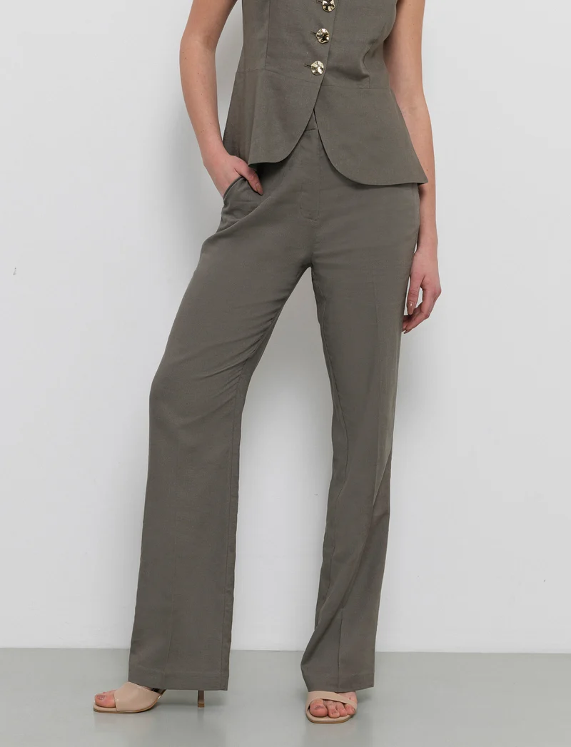 Pantalone gamba dritta da donna - Verde salvia
