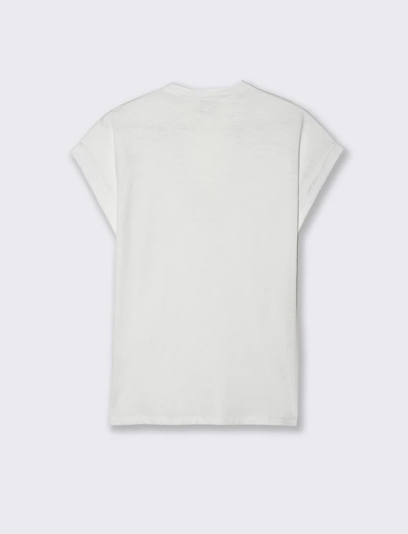 T-shirt con inserto in pizzo da donna - Bianco