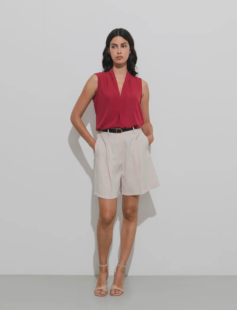 Short con cintura - Beige