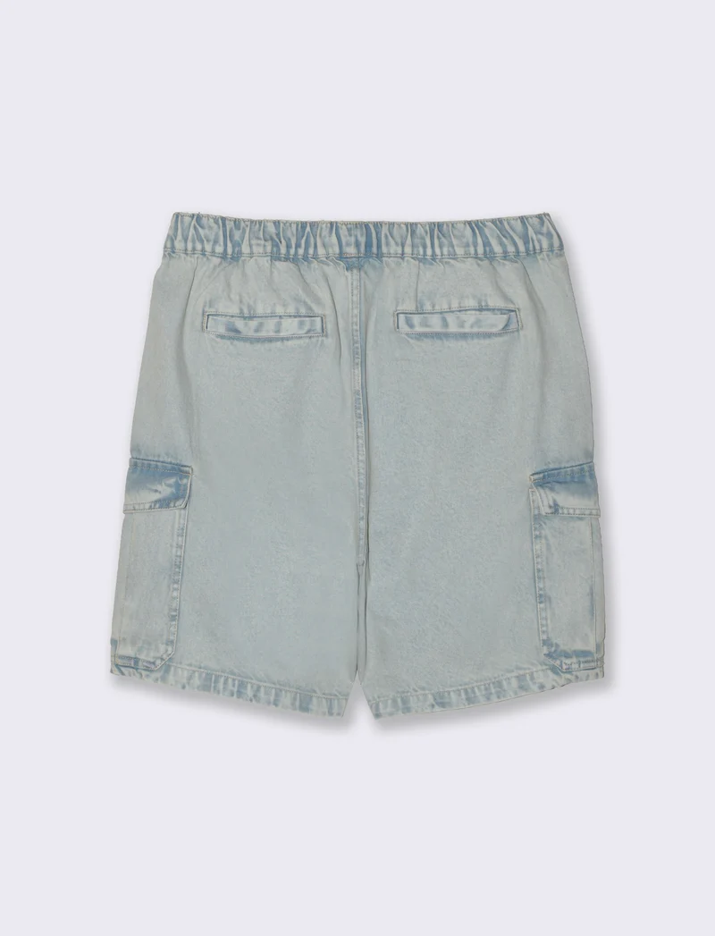 Bermuda cargo in denim da uomo - Denim chiaro