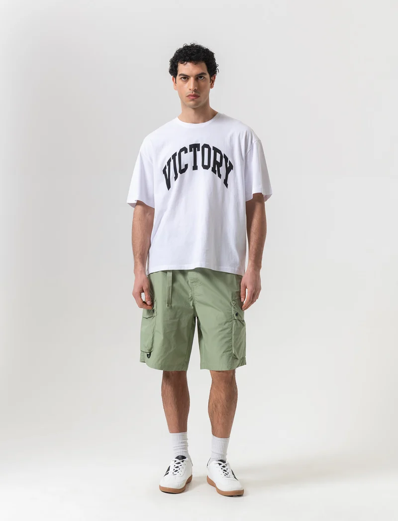 Bermuda cargo con cinturino relaxed fit da uomo - Verde salvia