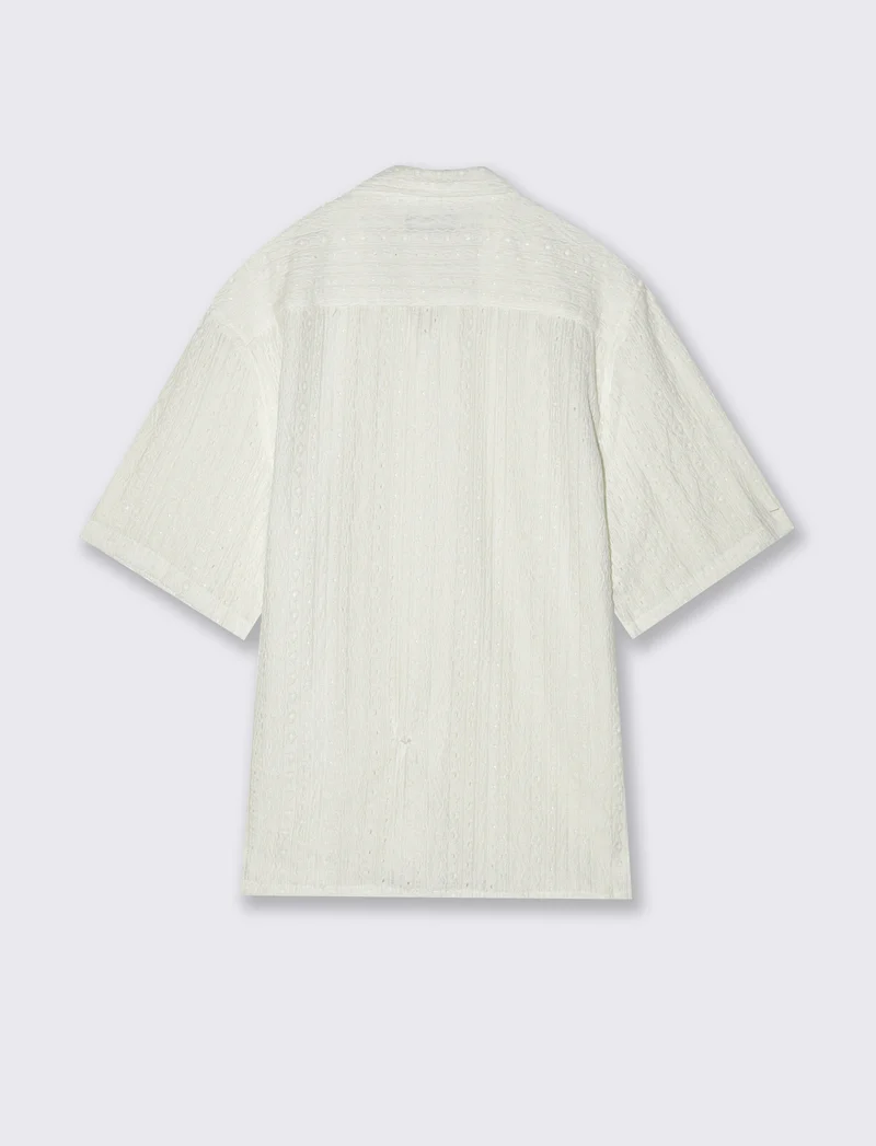 Camicia jacquard effetto crochet da uomo - Bianco