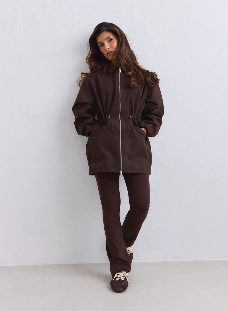 Chocolate Waterproof Zip Jacket