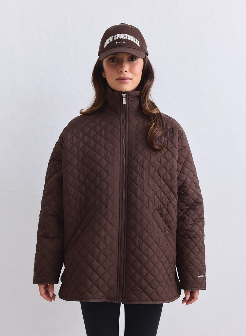 Chocolate Oversized Quilted Jacket