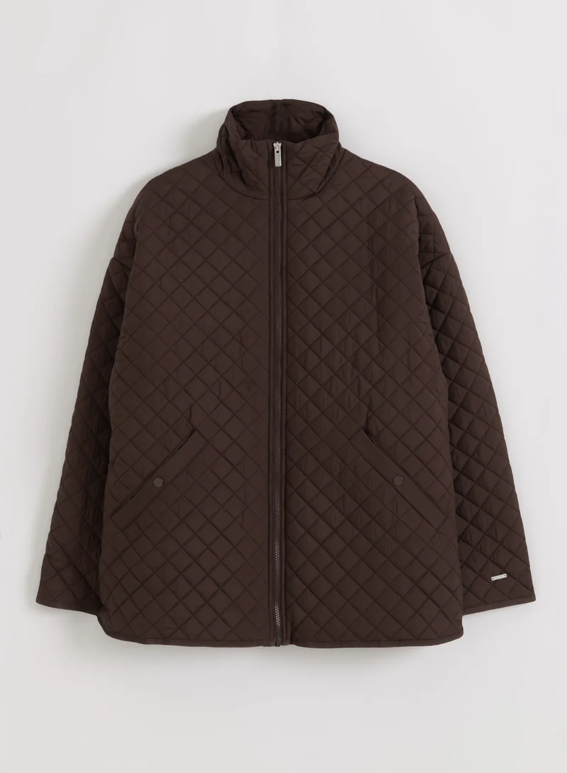 Chocolate Oversized Quilted Jacket