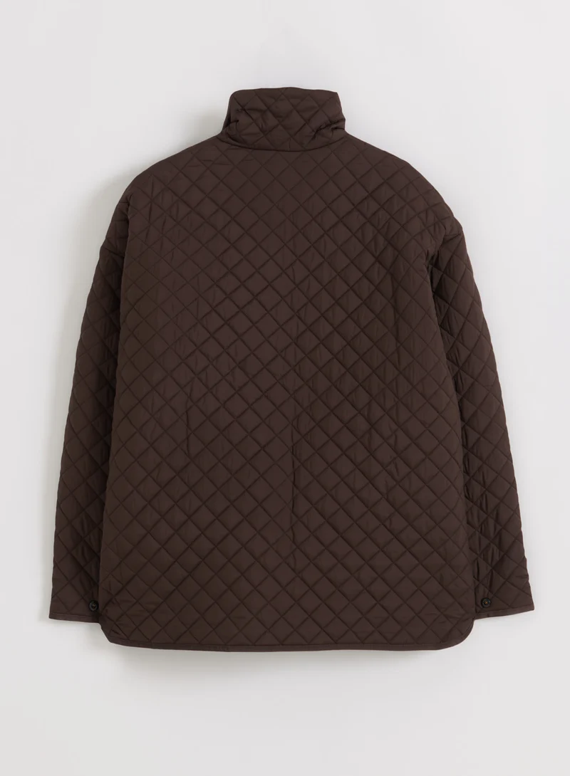 Chocolate Oversized Quilted Jacket