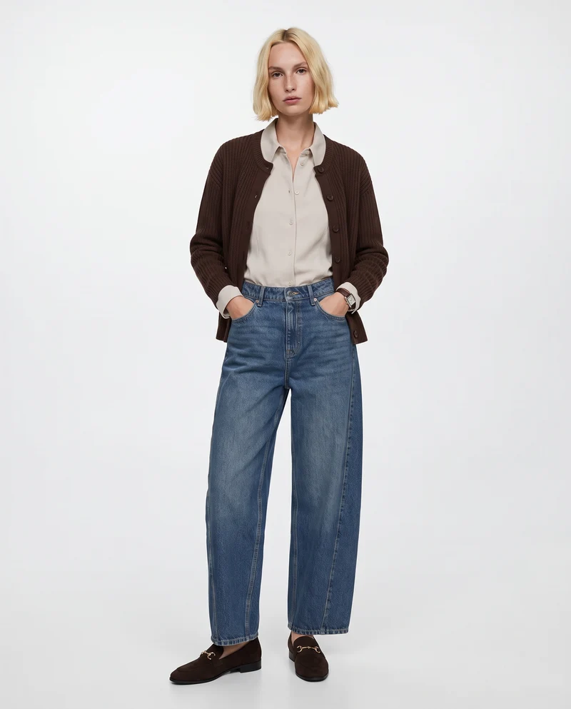 Cardigan con scollo rotondo elegante - Marrone cioccolato