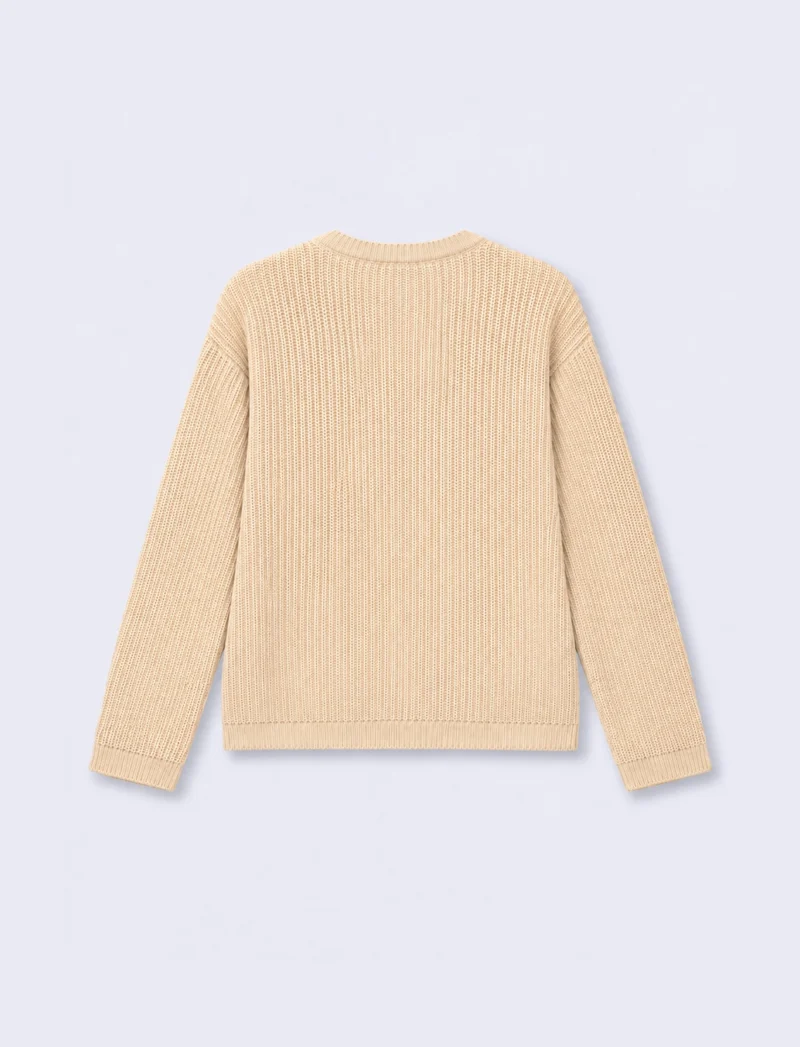 Cardigan con scollo rotondo elegante - Avorio