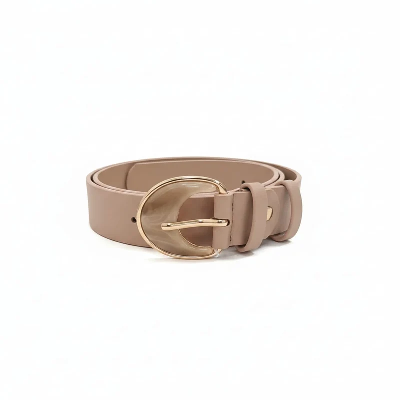 Cintura donna liscia fibbia perla mezzaluna - Beige