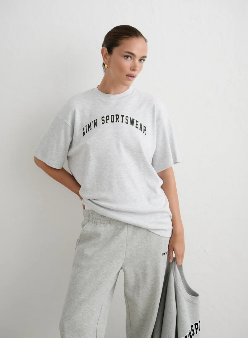 Light Grey Melange Varsity Boyfriend T-shirt